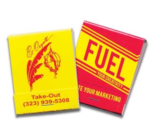 20-strike red ink on yellow board matchbooks