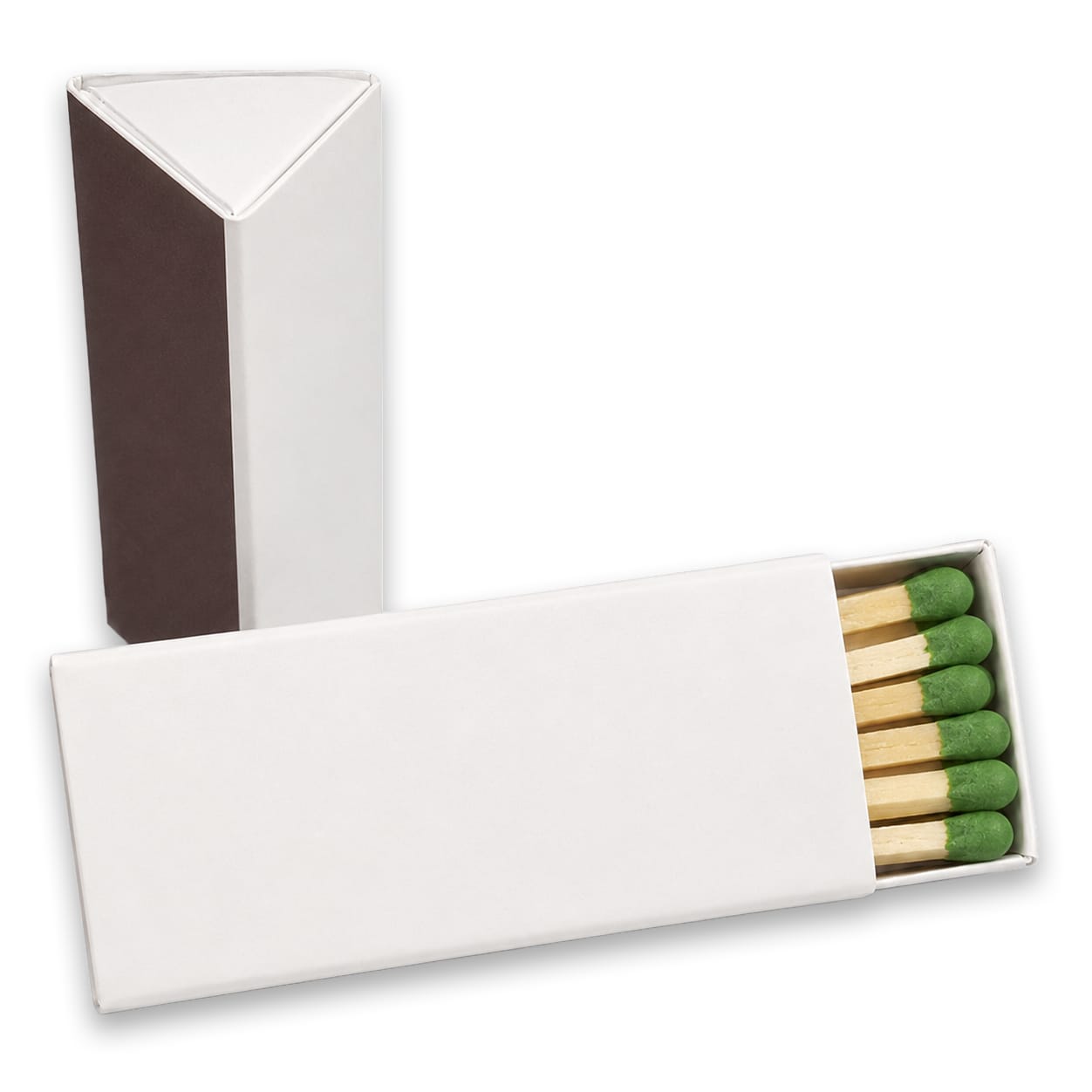 Premium 2 inch Triangle Matchbox - Blank with green tips